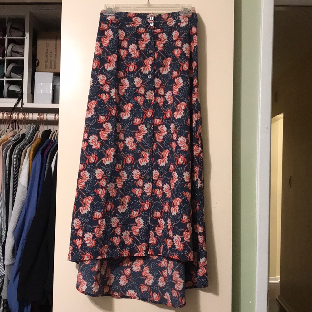Nine Bird Floral High-low Maxi Skirt